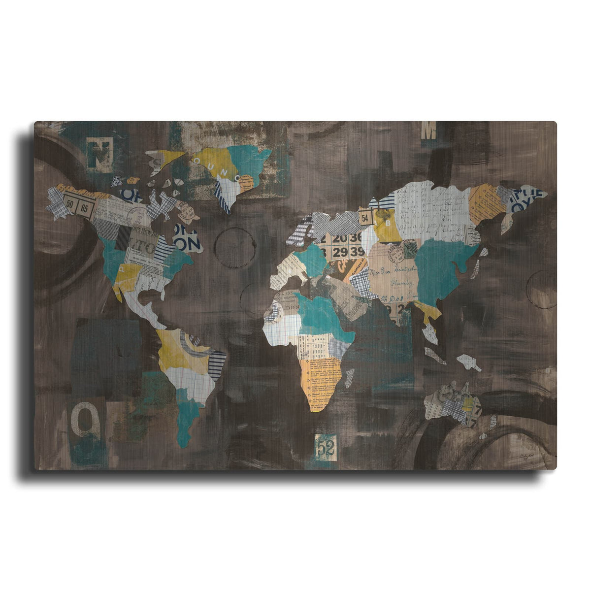 'Golden World on Brown' by Courtney Prahl – Metal Wall Art