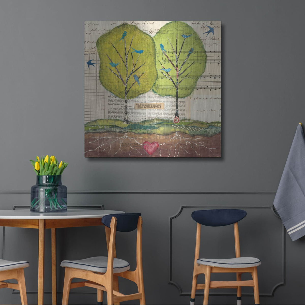 'Bird Notes' by Courtney Prahl – Metal Wall Art, 36x36 room view