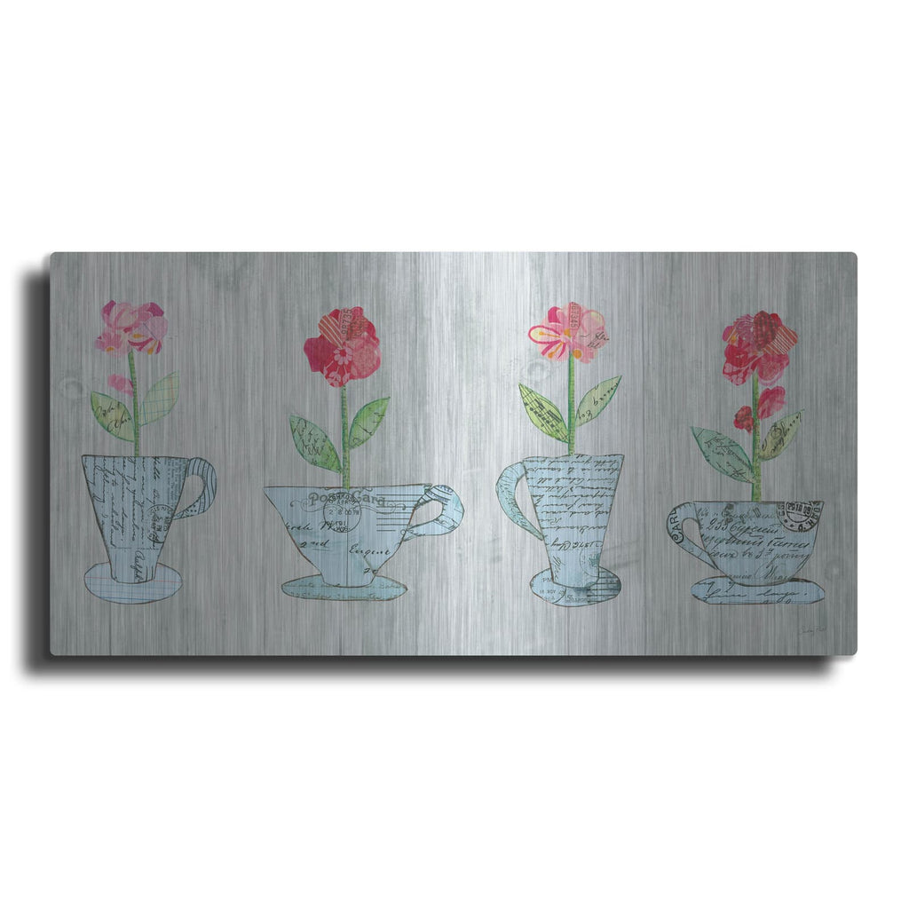 'Teacup Floral V Shiplap' by Courtney Prahl – Metal Wall Art