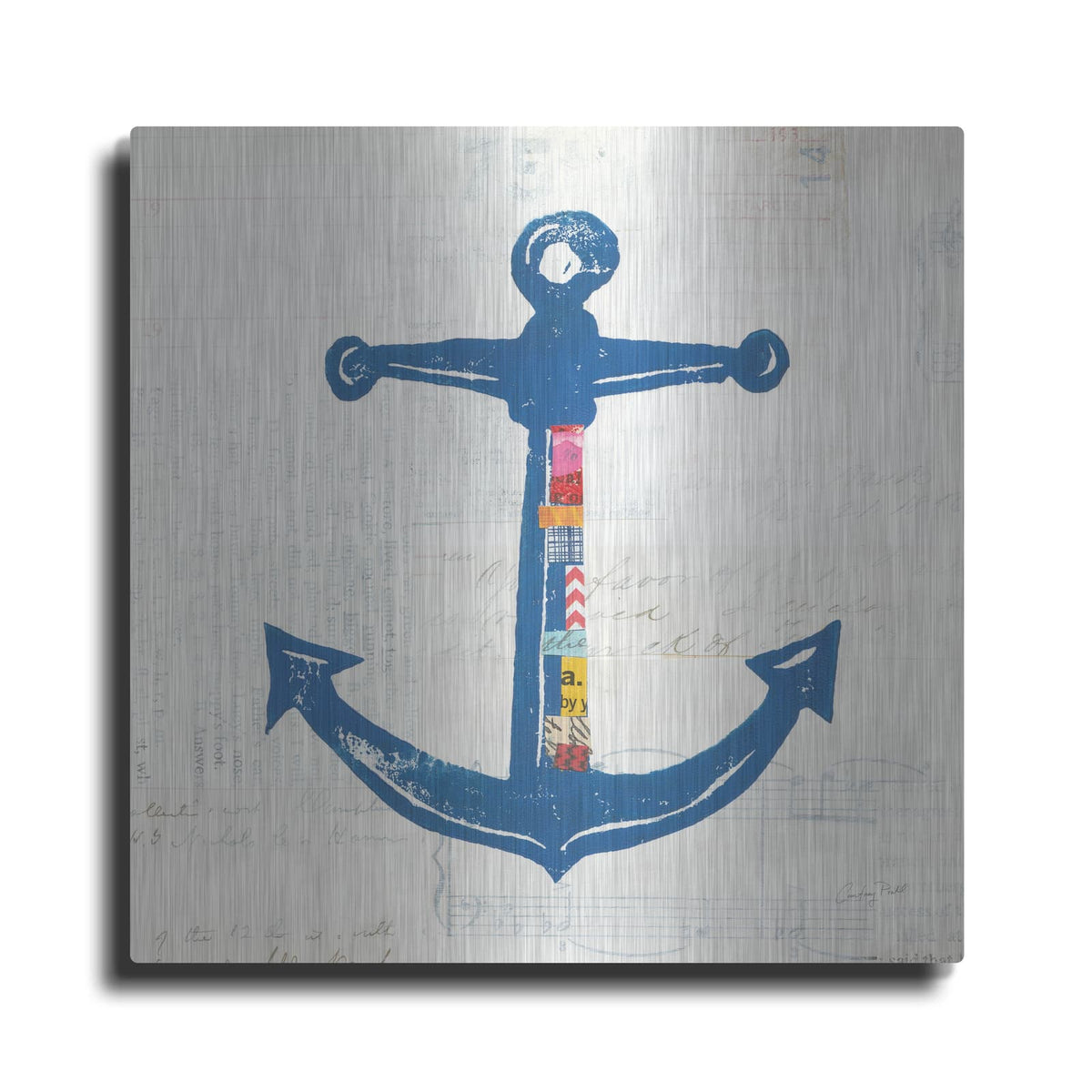 'Nautical Collage III on Newsprint' by Courtney Prahl – Metal Wall Art