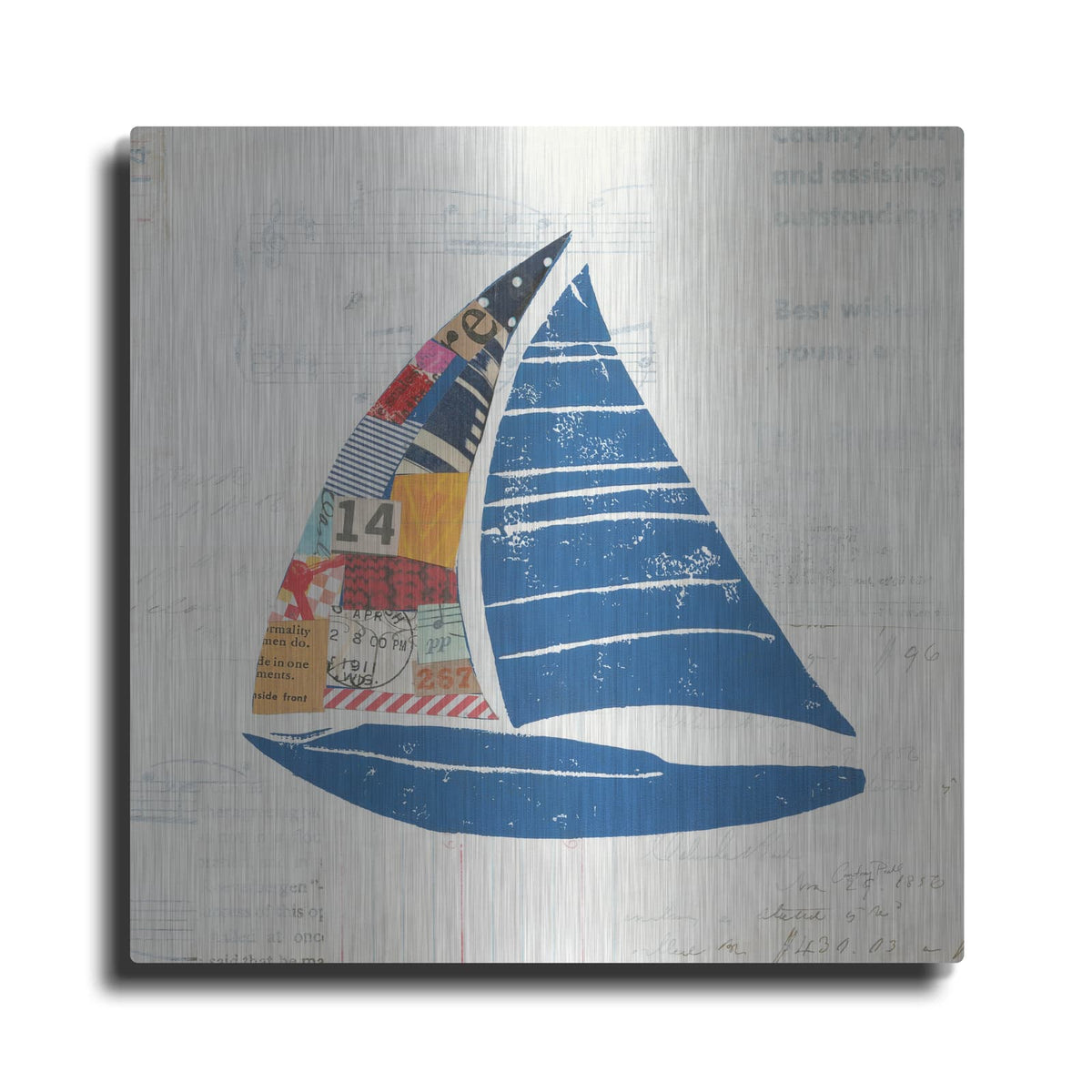 'Nautical Collage IV on Newsprint' by Courtney Prahl – Metal Wall Art