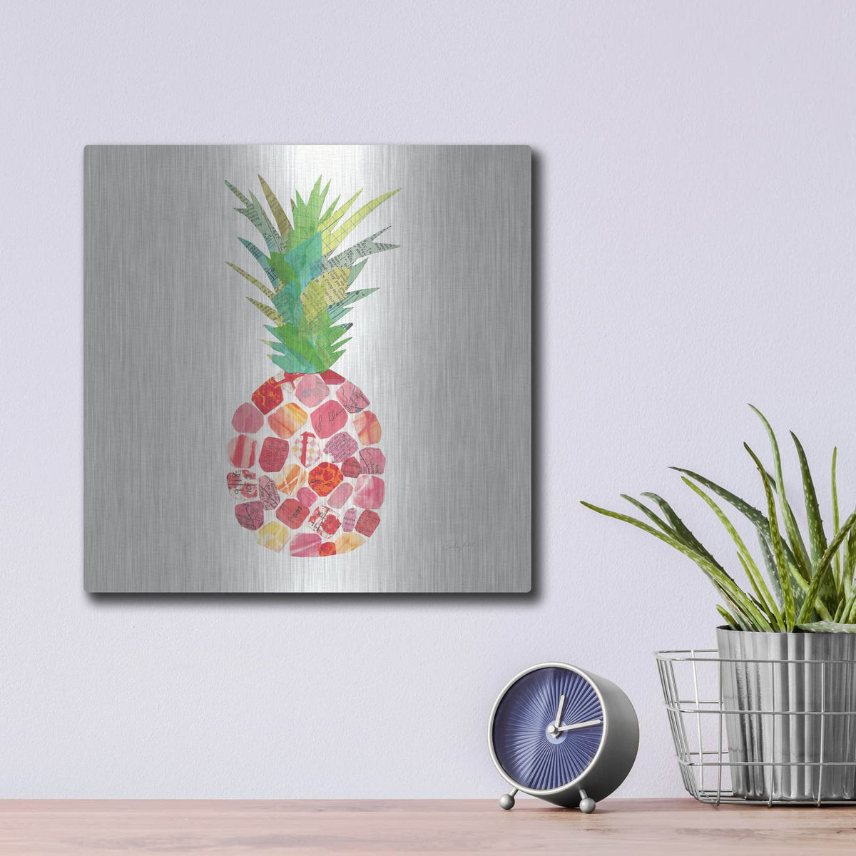 'Tropical Fun Pineapple I' by Courtney Prahl – Metal Wall Art, 12x12 room view