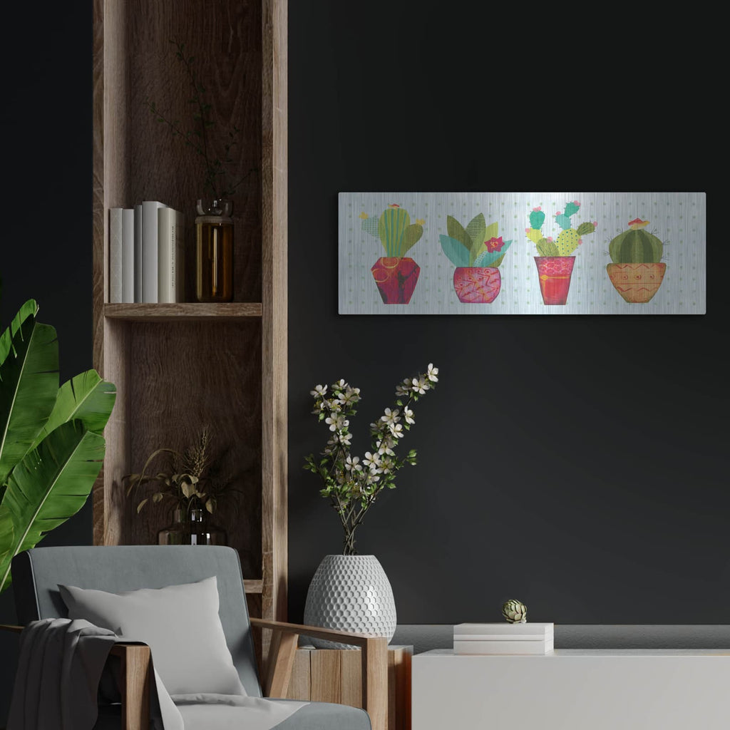 'Southwest Cactus V' by Courtney Prahl – Metal Wall Art, 36x12 room view