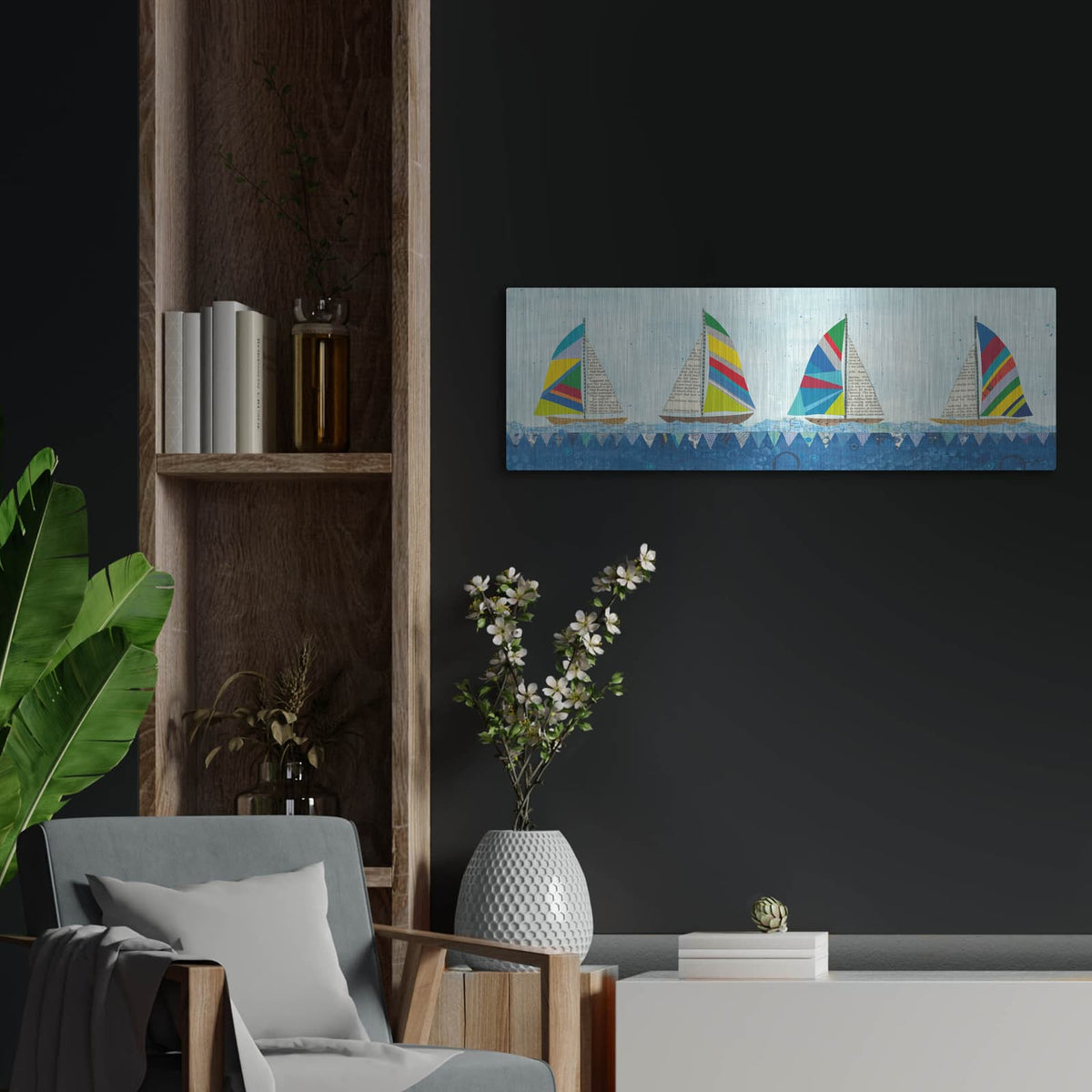 'Rainbow Spinnakers V' by Courtney Prahl – Metal Wall Art, 36x12 room view