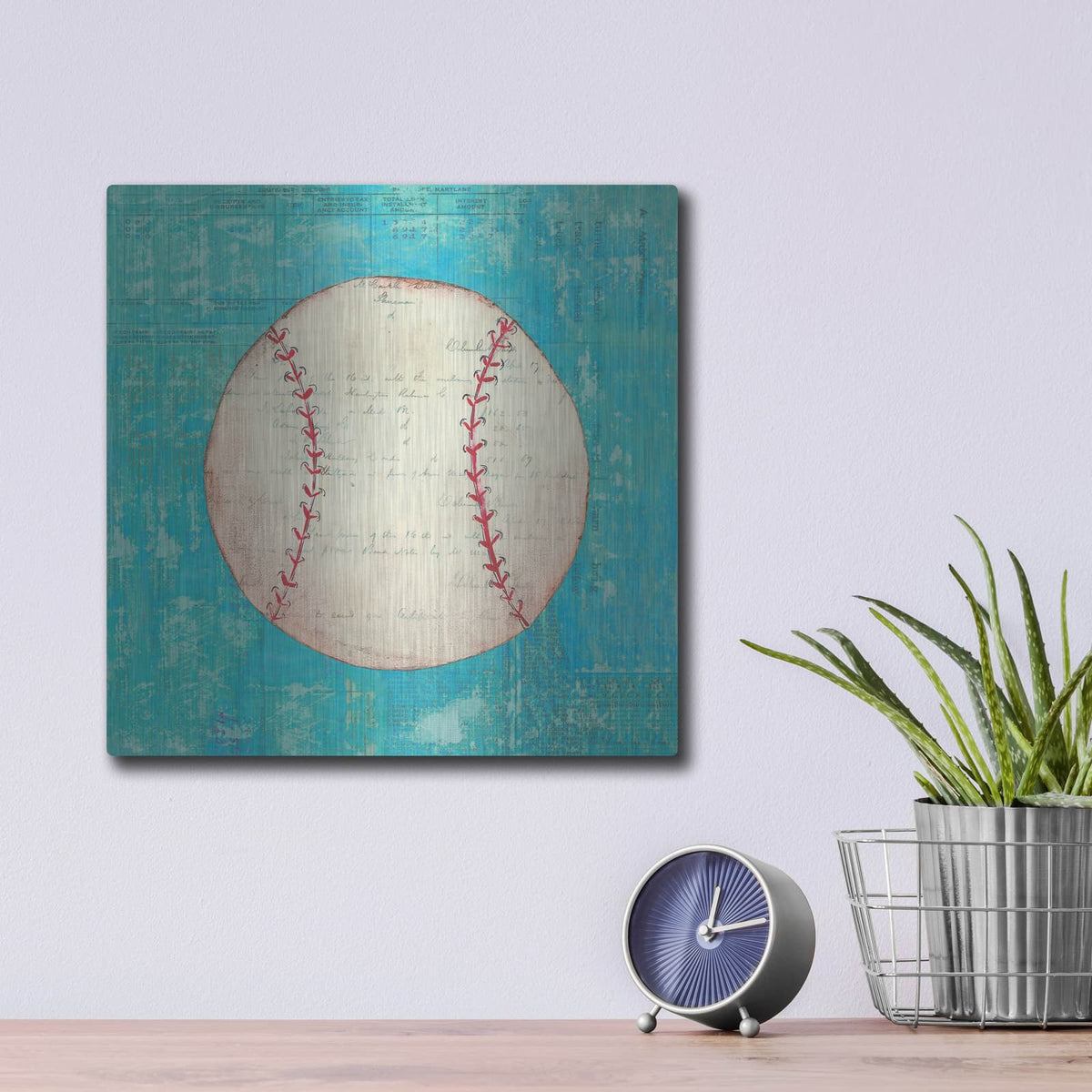 'Play Ball I Bright' by Courtney Prahl – Metal Wall Art, 12x12 room view