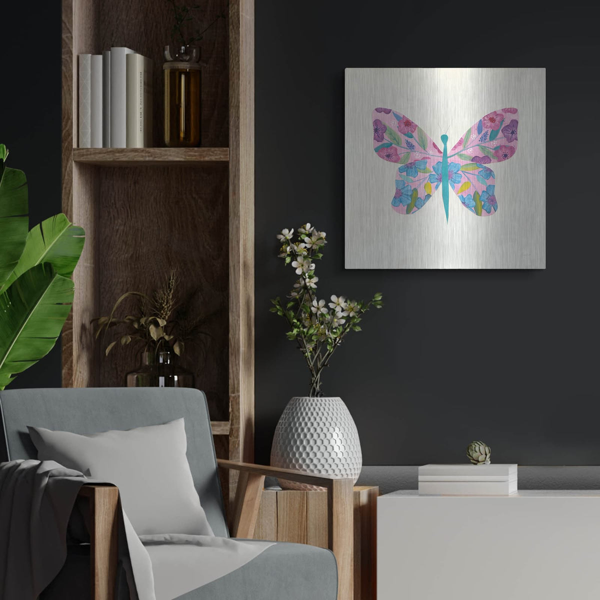 'Butterfly Garden II' by Courtney Prahl – Metal Wall Art, 24x24 room view