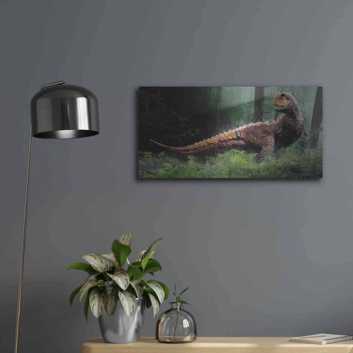 'Carnotaurus' by Damir Martin – Metal Wall Art, 24x12 room view