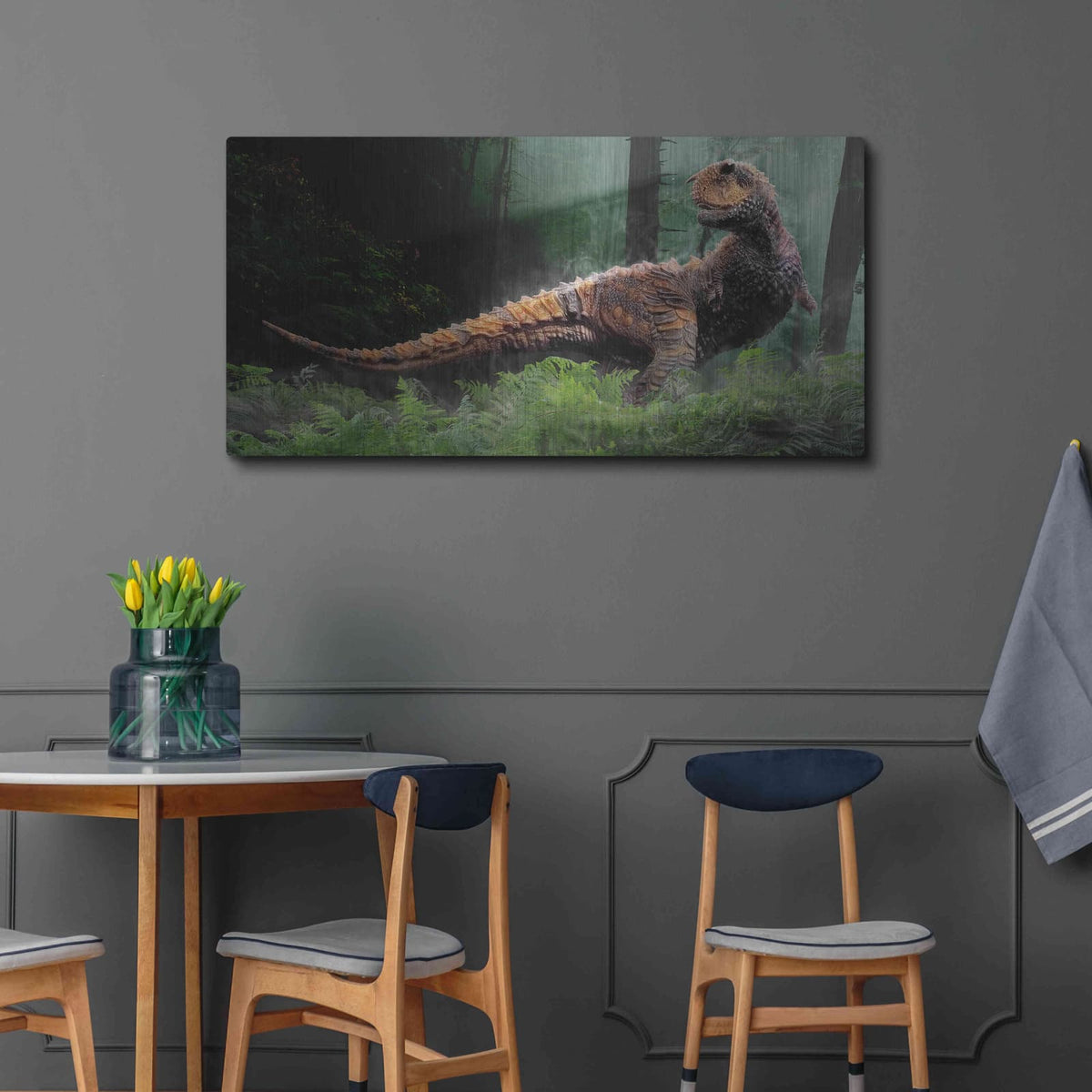 'Carnotaurus' by Damir Martin – Metal Wall Art, 48x24 room view