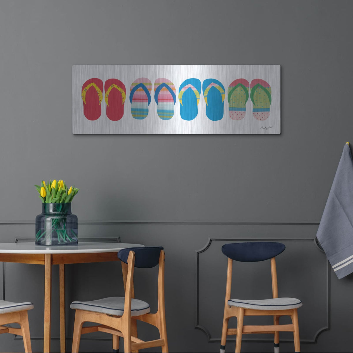 'Sea Sand Sun VII' by Courtney Prahl – Metal Wall Art, 48x16 room view