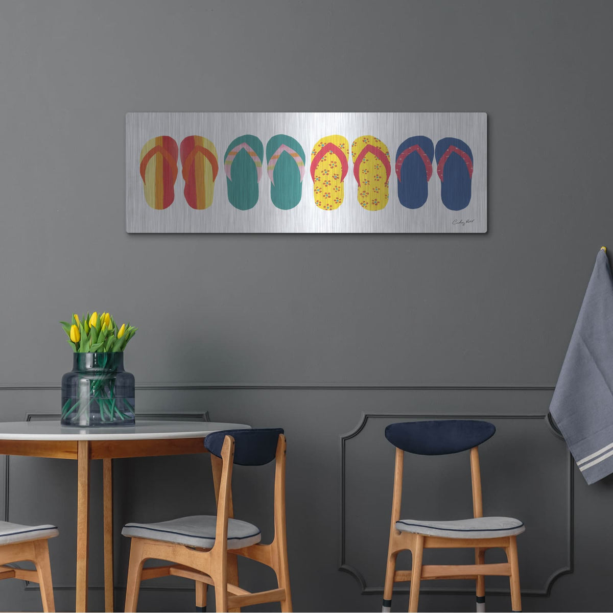 'Sea Sand Sun VIII' by Courtney Prahl – Metal Wall Art, 48x16 room view