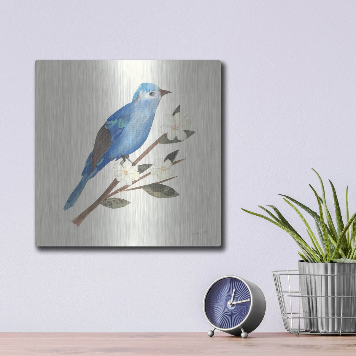 'Birds and Blossoms III' by Courtney Prahl – Metal Wall Art, 12x12 room view