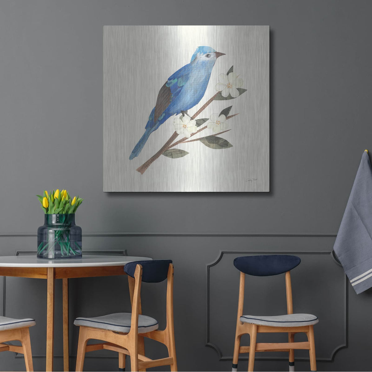 'Birds and Blossoms III' by Courtney Prahl – Metal Wall Art, 36x36 room view