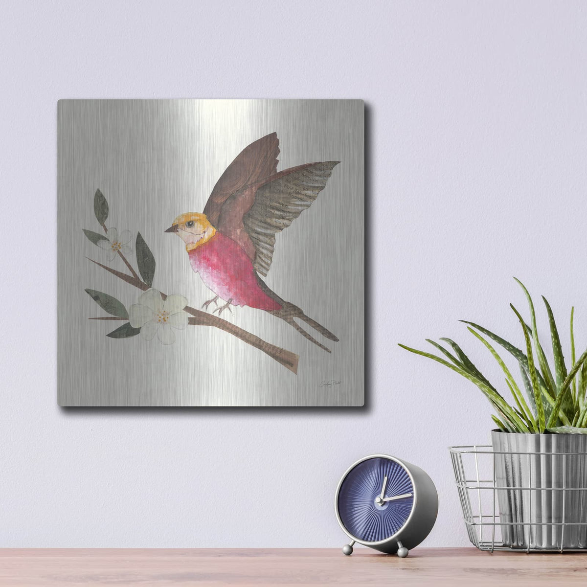 'Birds and Blossoms IV' by Courtney Prahl – Metal Wall Art, 12x12 room view