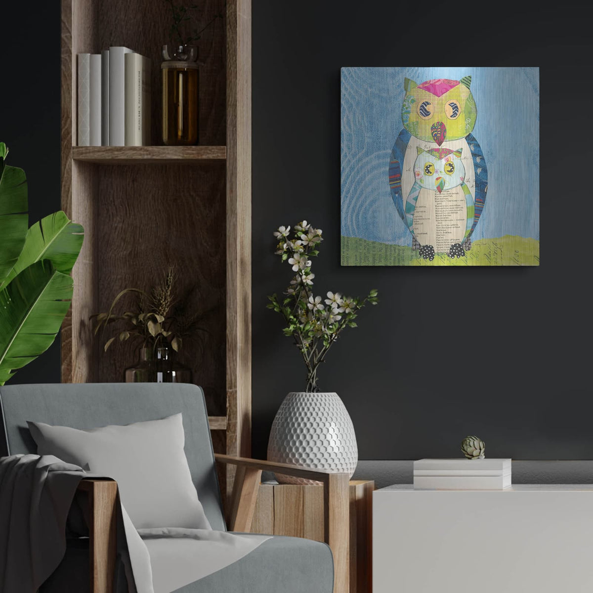 'Owl Family' by Courtney Prahl – Metal Wall Art, 24x24 room view