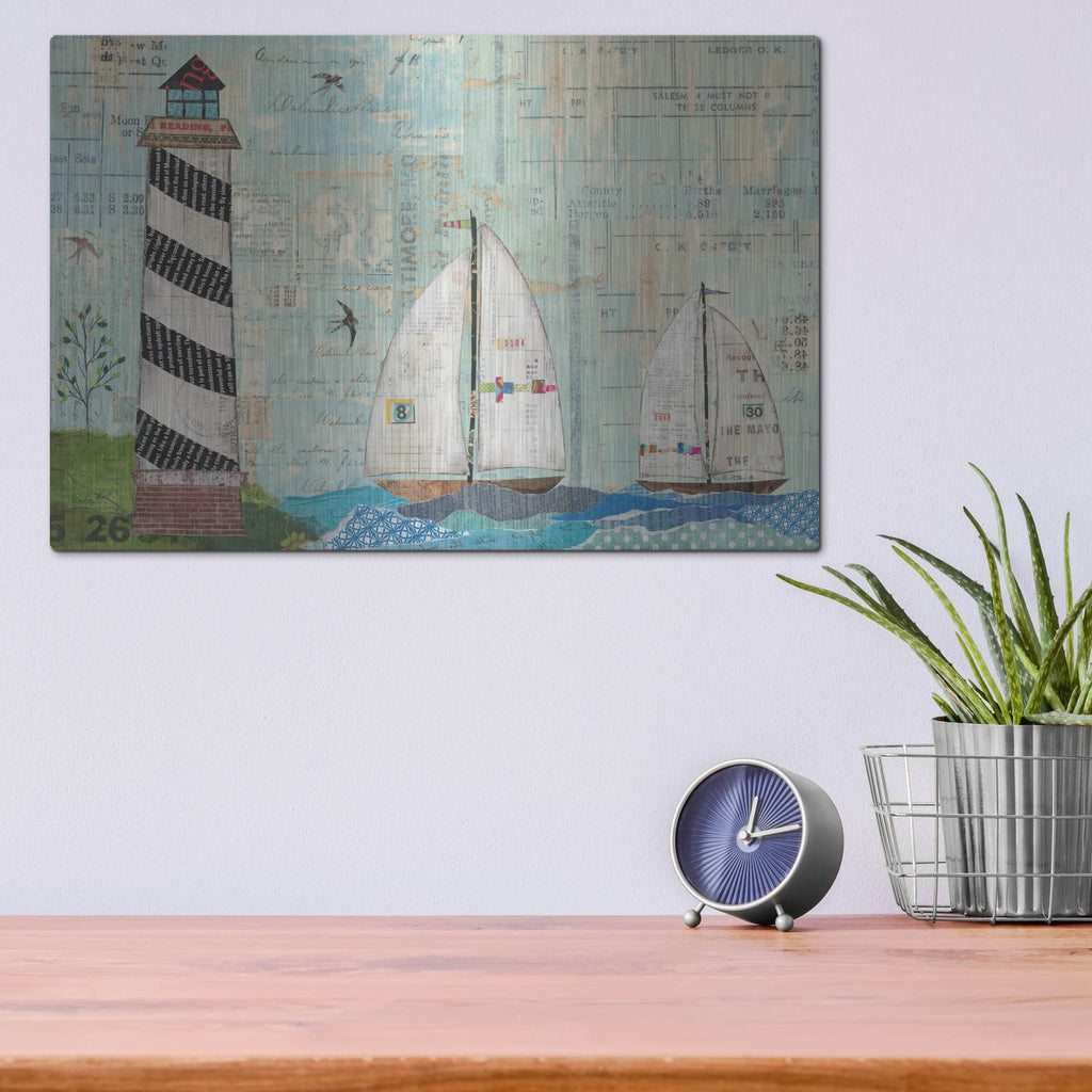 'At the Regatta Coastal Lighthouse' by Courtney Prahl – Metal Wall Art, 16x12 room view