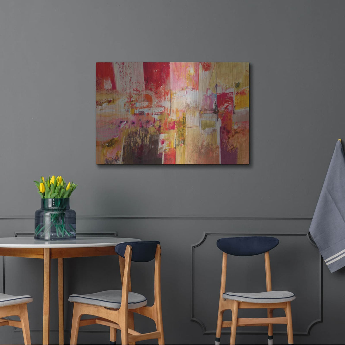 'Red and Gold Leaf 4' by Jennifer Gardner – Metal Wall Art, 36x24 room view
