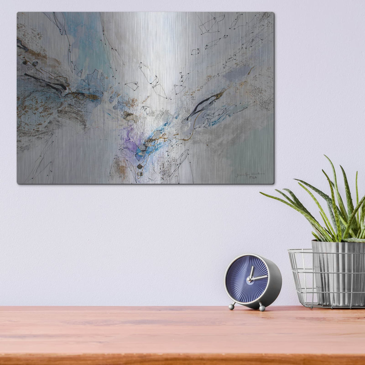 'Seafoam Neutral 3' by Jennifer Gardner – Metal Wall Art, 16x12 room view