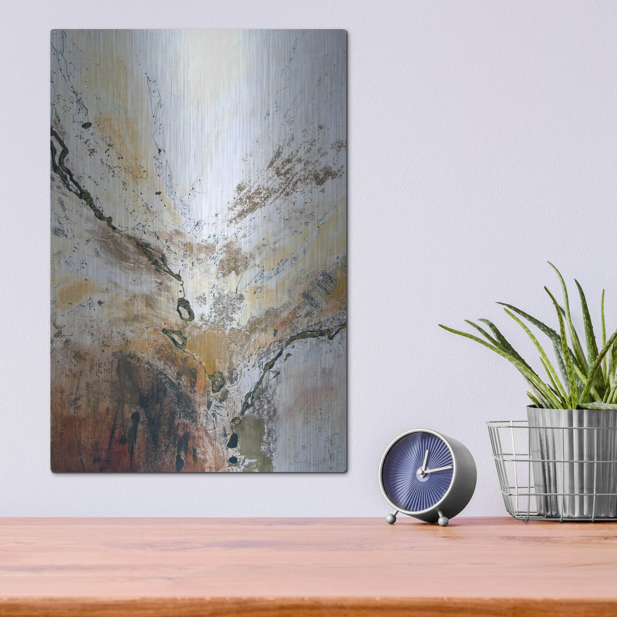 'Black and Gold Series 4' by Jennifer Gardner – Metal Wall Art, 12x16 room view