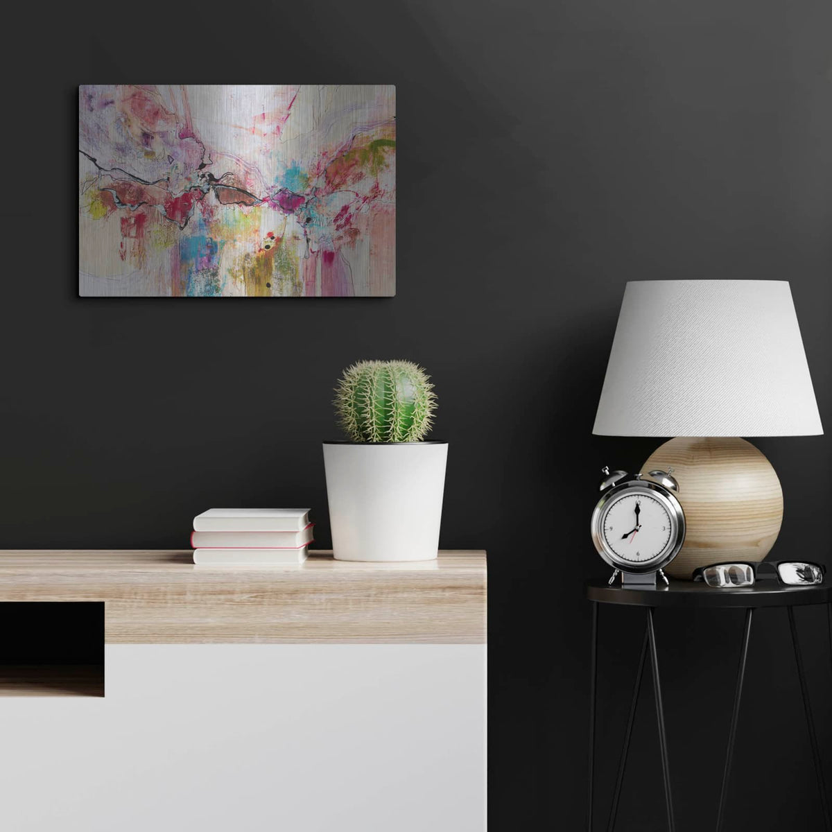 'Red and White 6' by Jennifer Gardner – Metal Wall Art, 24x16 room view
