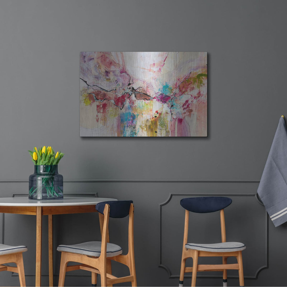 'Red and White 6' by Jennifer Gardner – Metal Wall Art, 36x24 room view