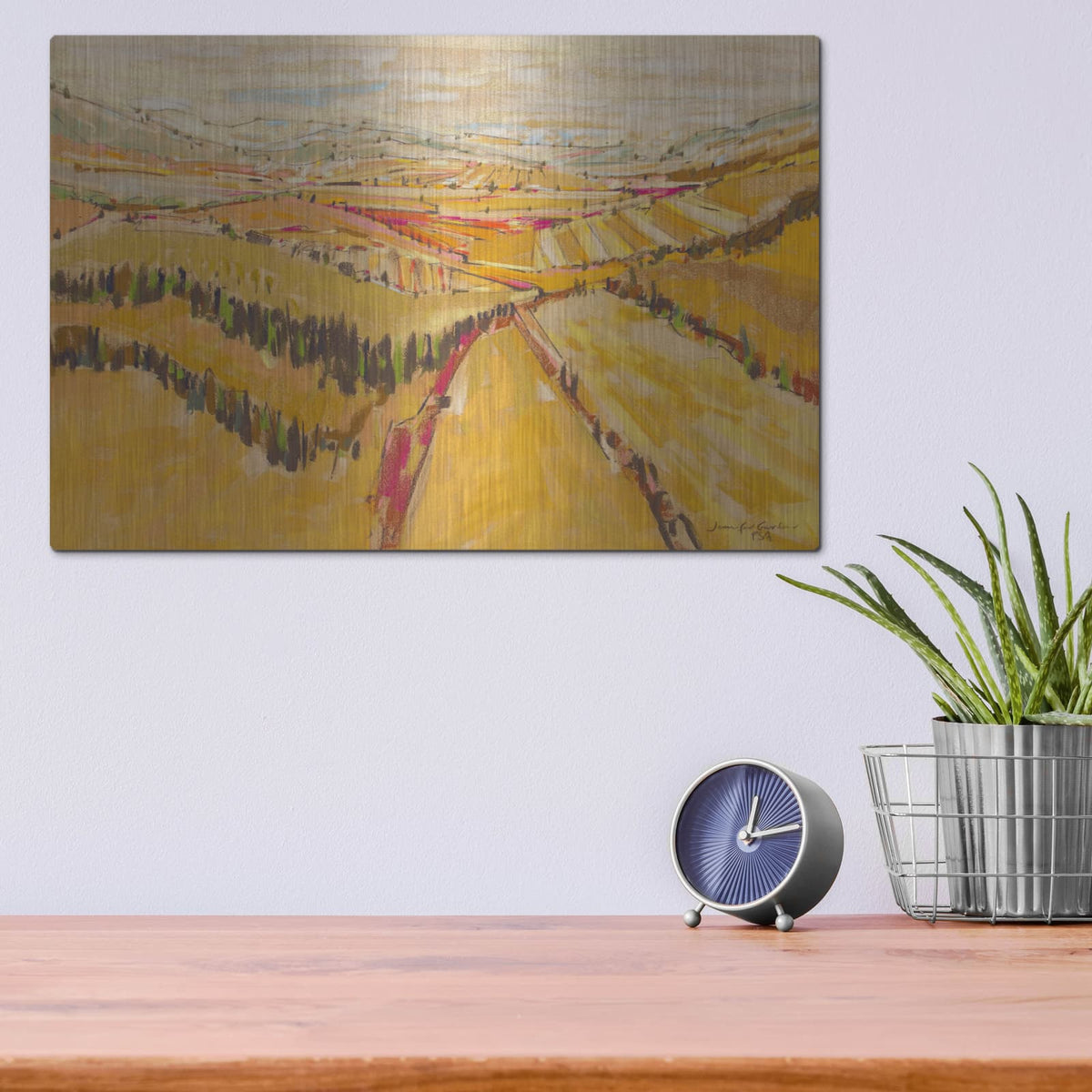 'Patchwork Hills VIII' by Jennifer Gardner – Metal Wall Art, 16x12 room view