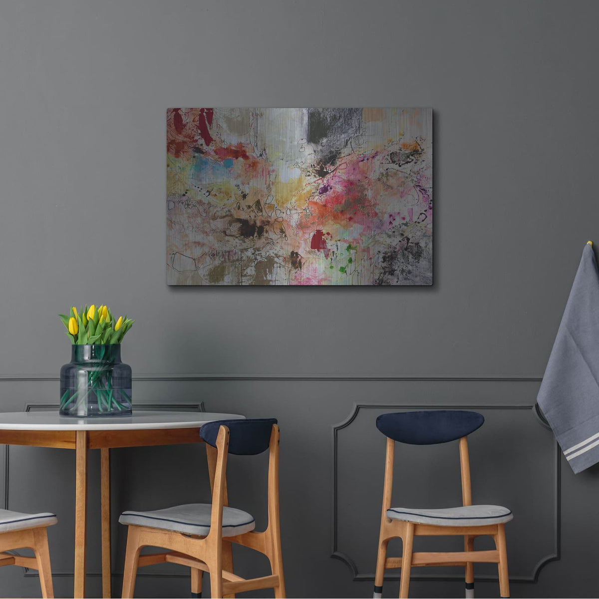 'Flow Red 9' by Jennifer Gardner – Metal Wall Art, 36x24 room view