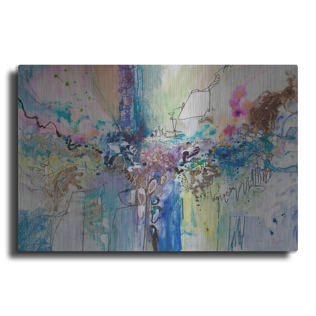 'Flow Blue with Gold Leaf 8' by Jennifer Gardner – Metal Wall Art