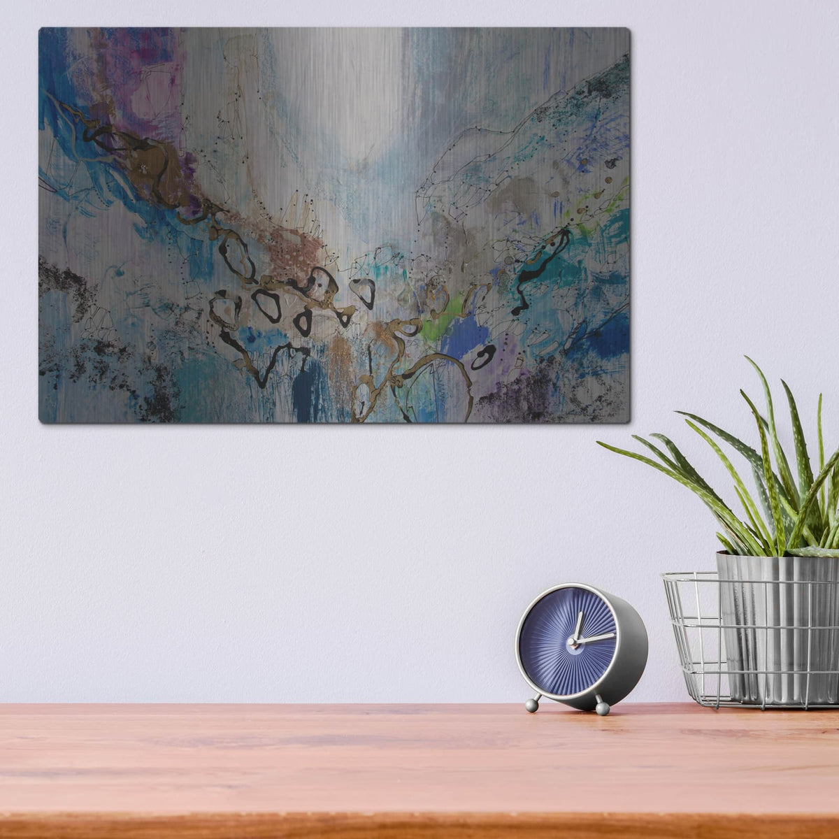 'Blue Series 14' by Jennifer Gardner – Metal Wall Art, 16x12 room view