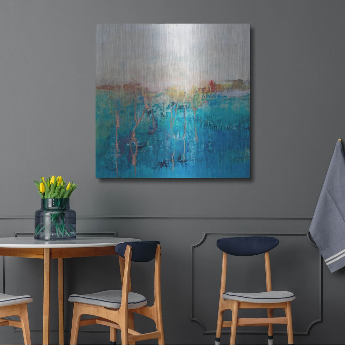 'Blue Horizon' by Jennifer Gardner – Metal Wall Art, 36x36 room view