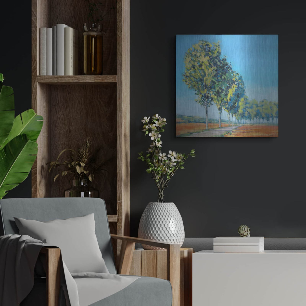 'Normandy Poplars II' by Jennifer Gardner – Metal Wall Art, 24x24 room view