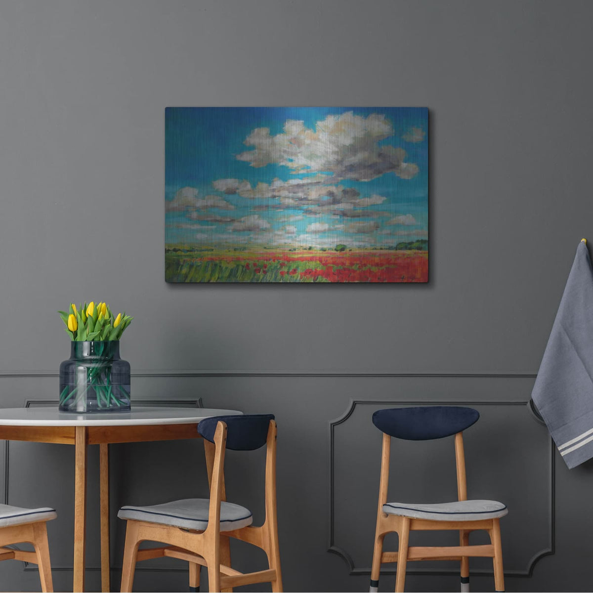 'Summer Clouds and Poppies' by Jennifer Gardner – Metal Wall Art, 36x24 room view