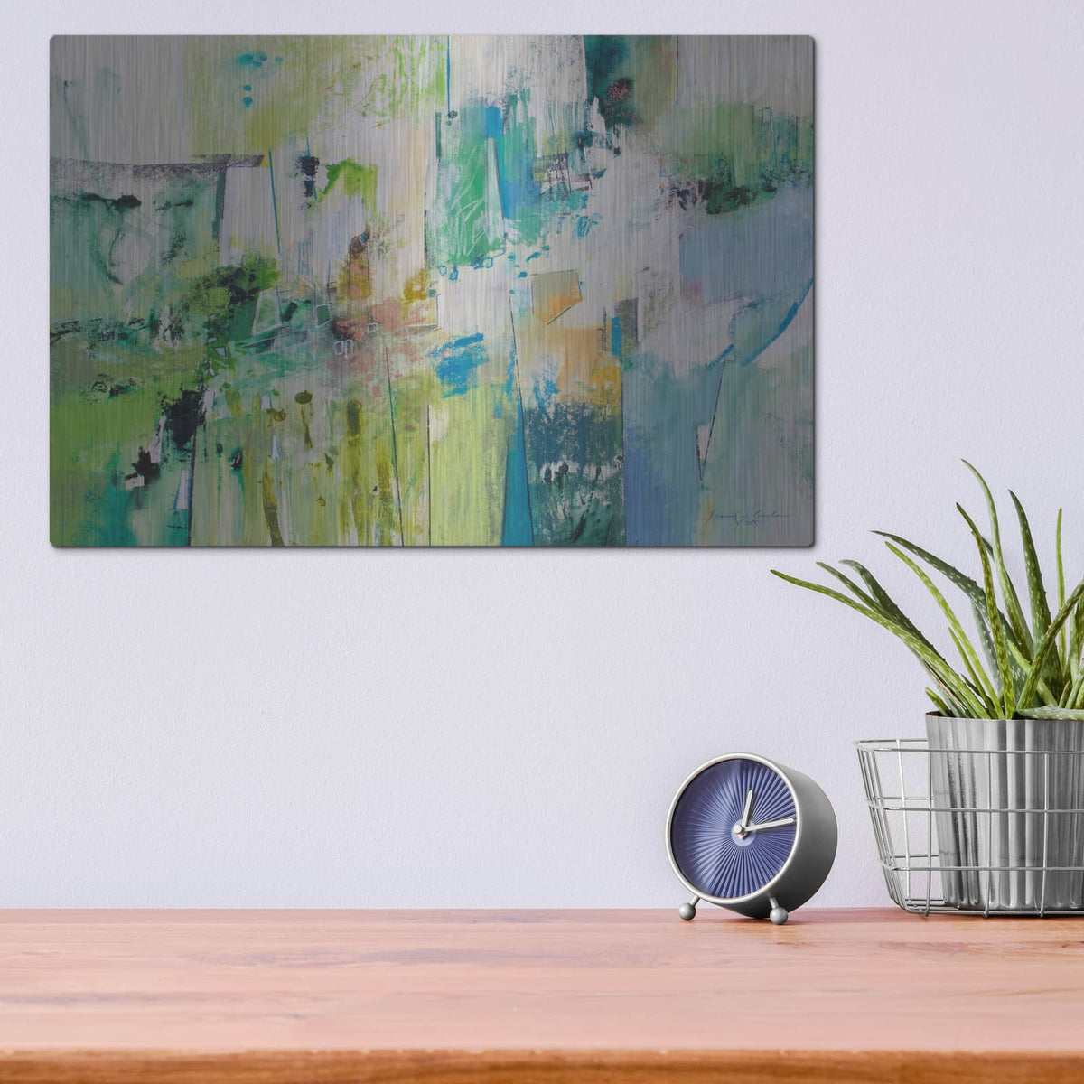 'Blue and Green Series 4' by Jennifer Gardner – Metal Wall Art, 16x12 room view