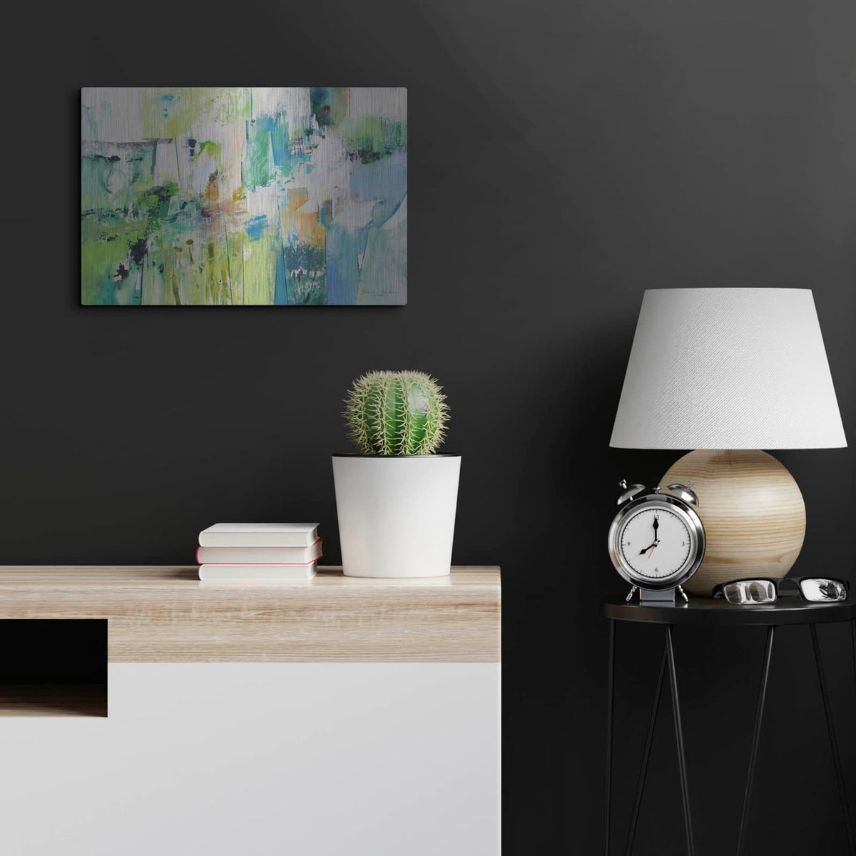 'Blue and Green Series 4' by Jennifer Gardner – Metal Wall Art, 24x16 room view