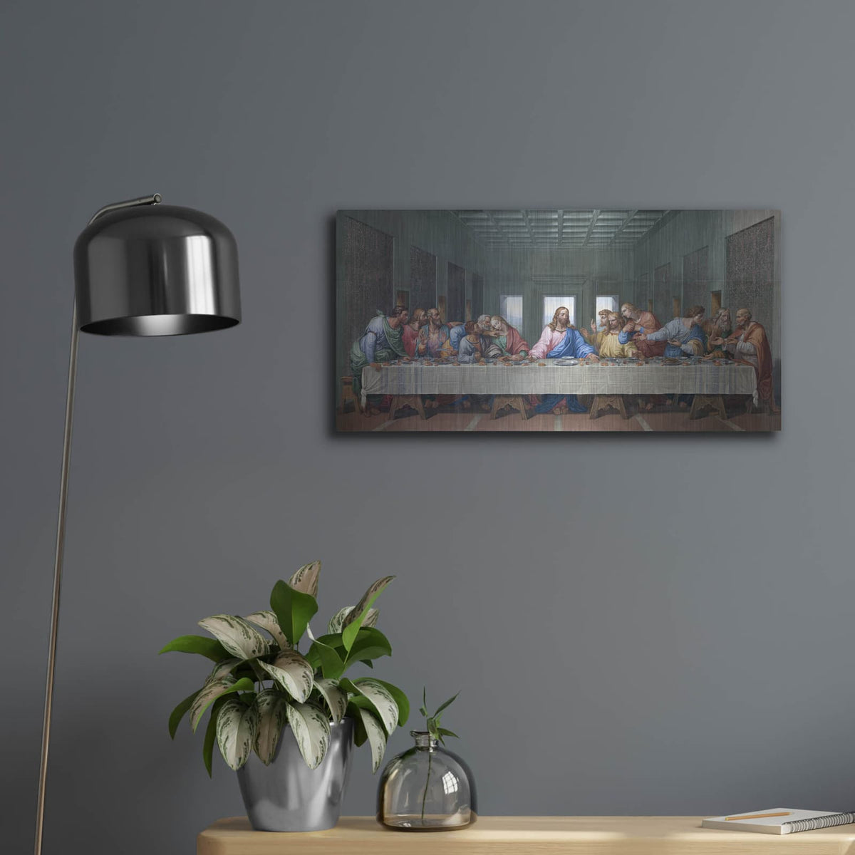 'The Last Supper Remastered' by Leonardo Da Vinci – Metal Wall Art, 24x12 room view