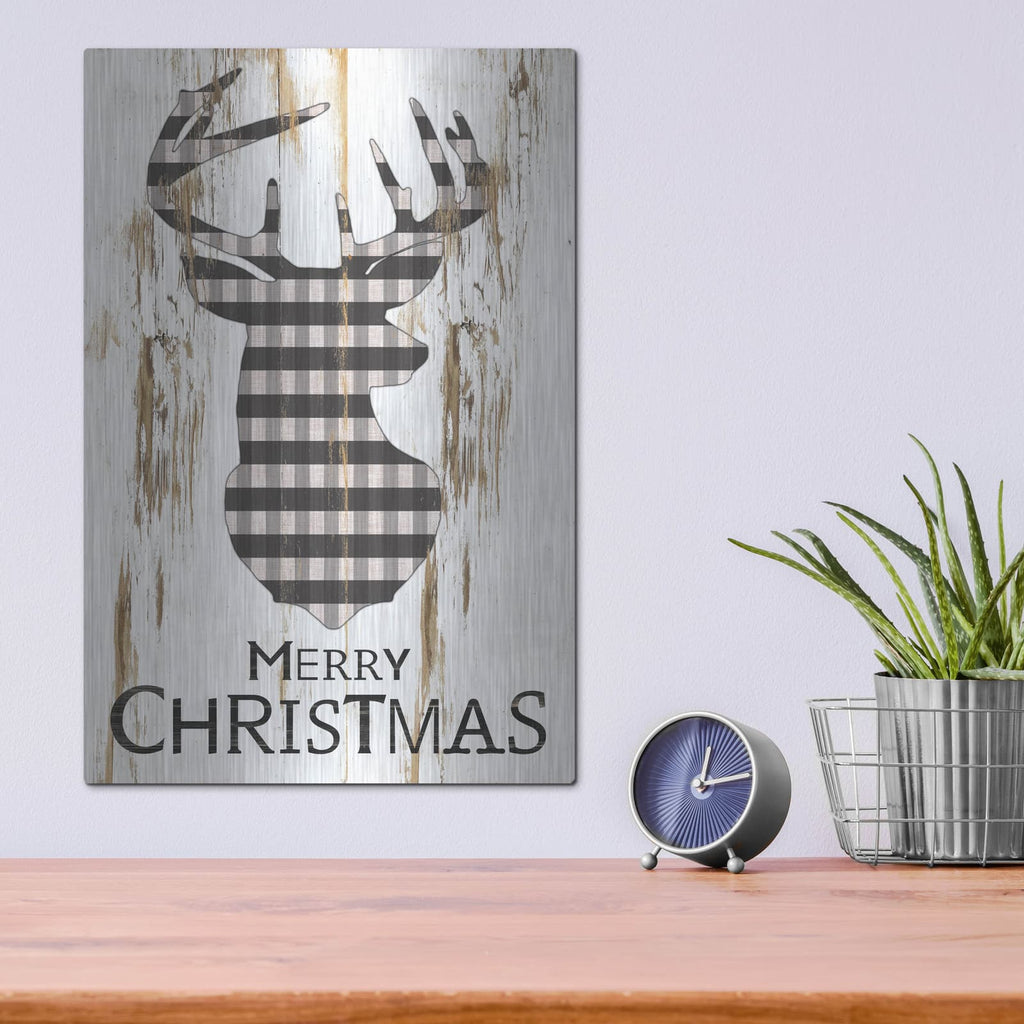 'Merry Christmas Deer' by Cindy Jacobs – Metal Wall Art, 12x16 room view