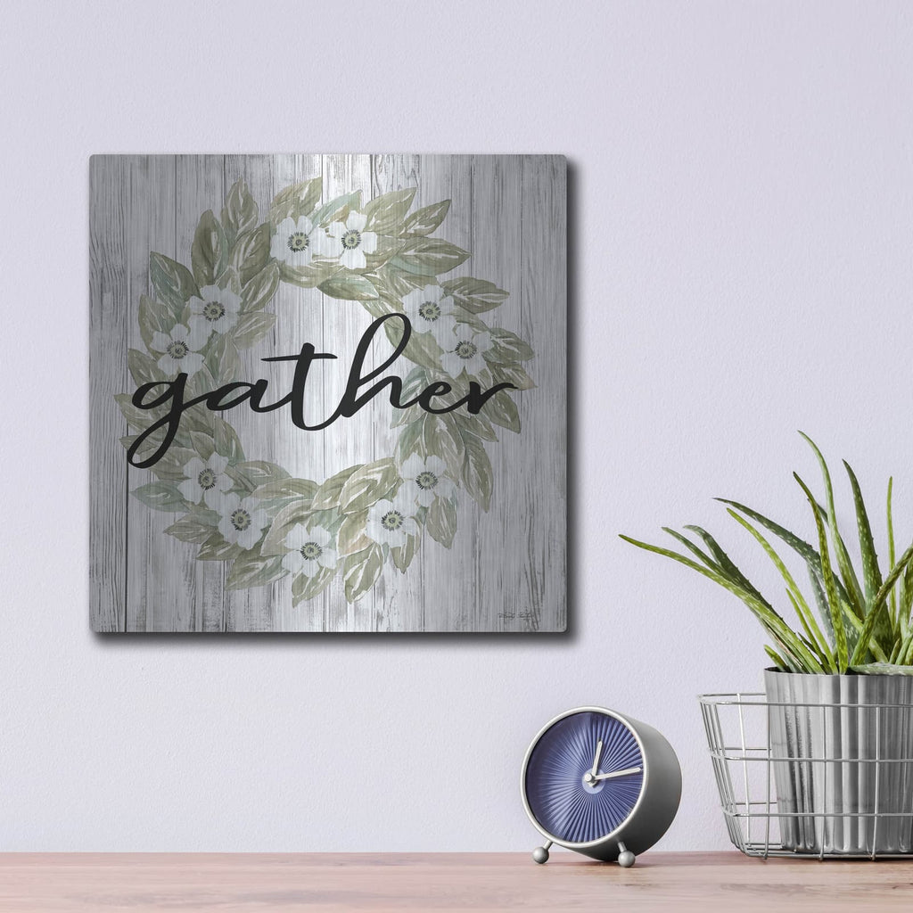 'Gather Wreath' by Cindy Jacobs – Metal Wall Art, 12x12 room view