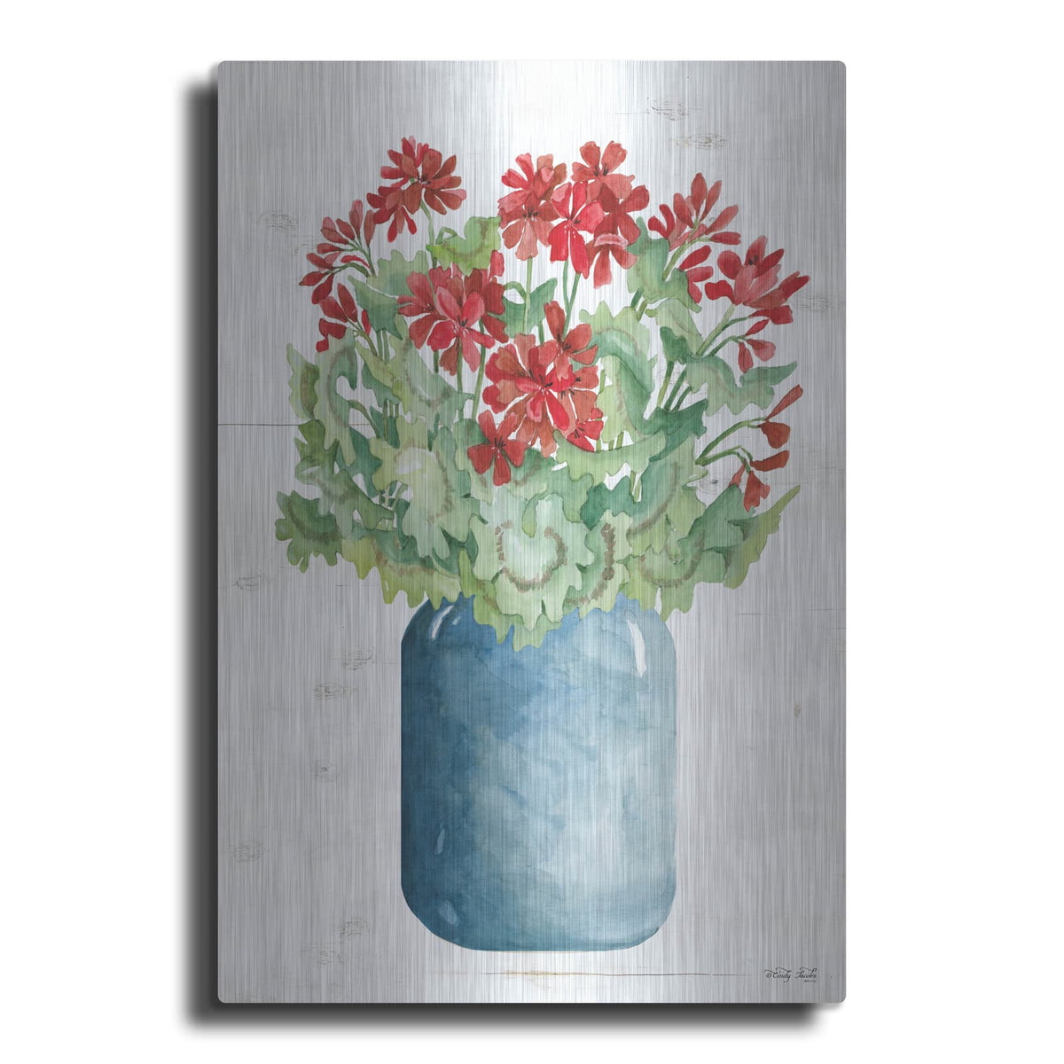 'Patriotic Blue Jar' by Cindy Jacobs – Metal Wall Art