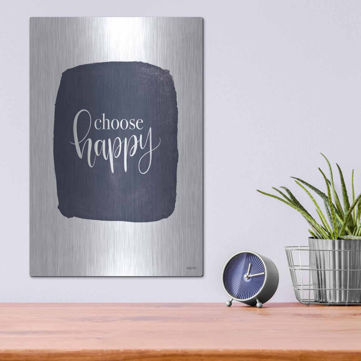 'Choose Happy' by Imperfect Dust – Metal Wall Art, 12x16 room view