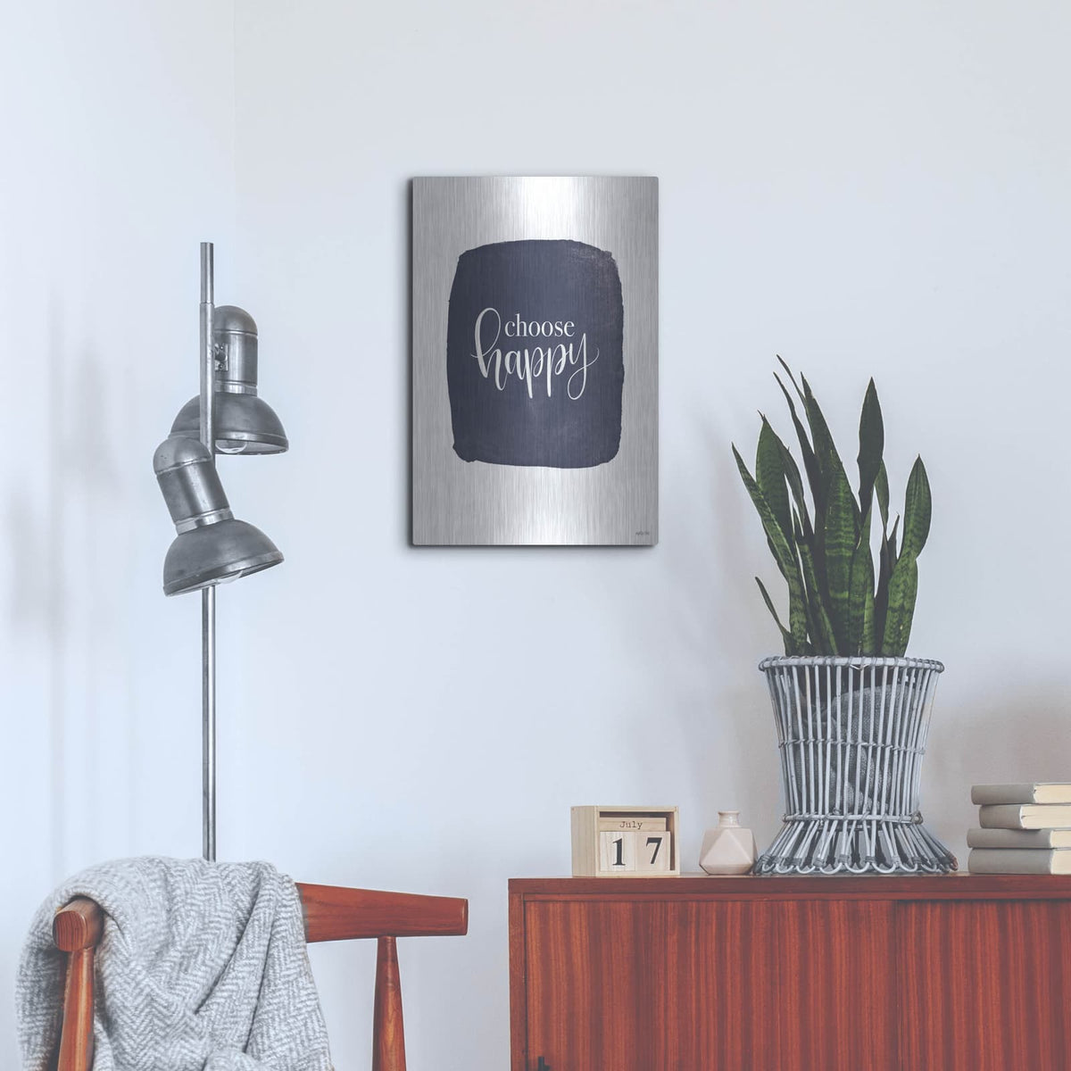 'Choose Happy' by Imperfect Dust – Metal Wall Art, 16x24 room view