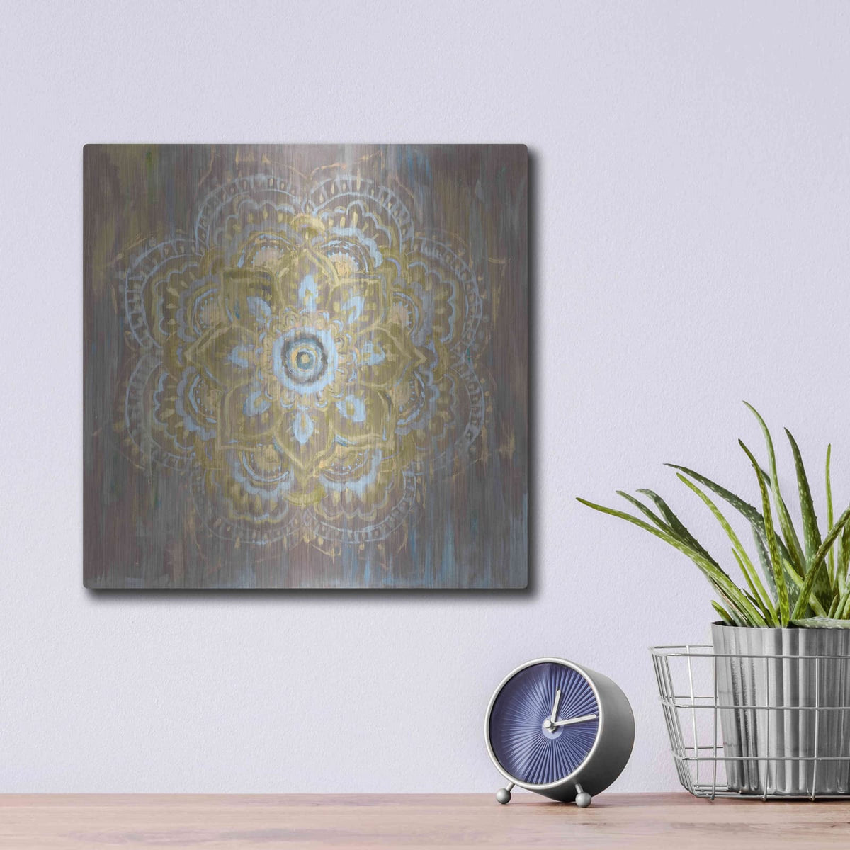 'Bombay Bohemian Neutral' by Danhui Nai – Metal Wall Art, 12x12 room view