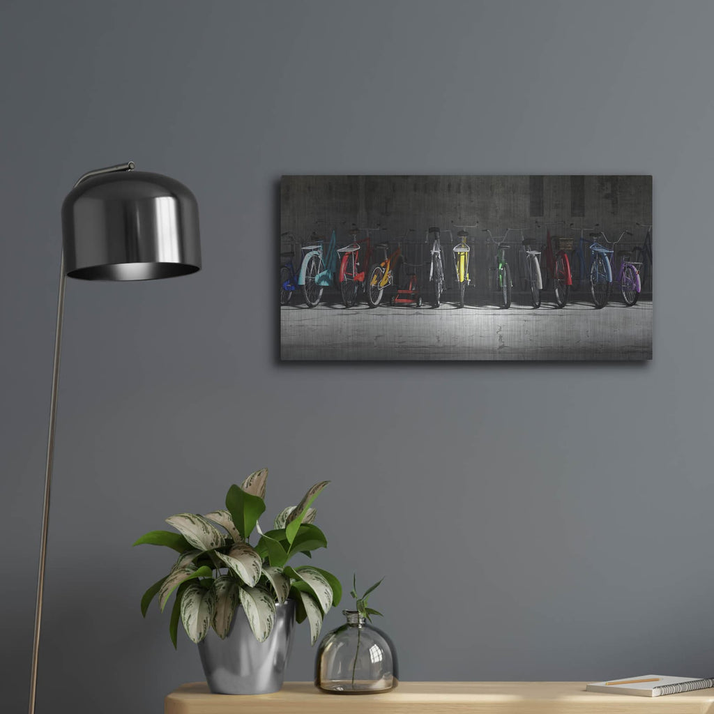 'Bike Rack' by Cynthia Decker – Metal Wall Art, 24x12 room view