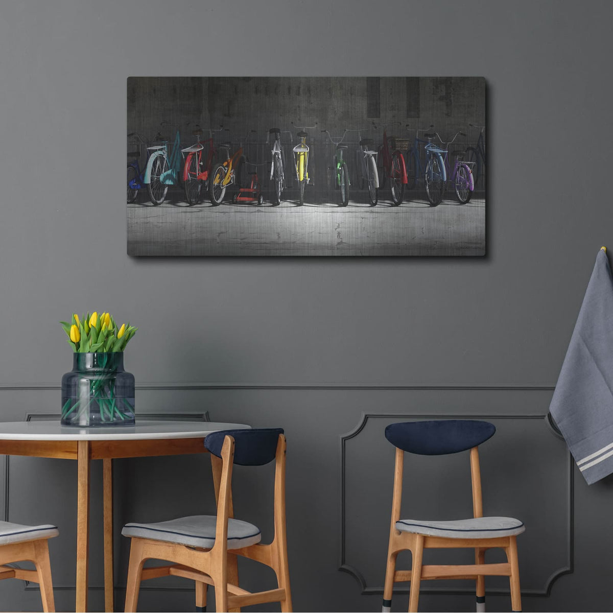 'Bike Rack' by Cynthia Decker – Metal Wall Art, 48x24 room view