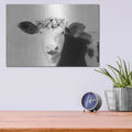 'Spotted Cow with Flowers' by Lori Deiter – Metal Wall Art, 16x12 room view