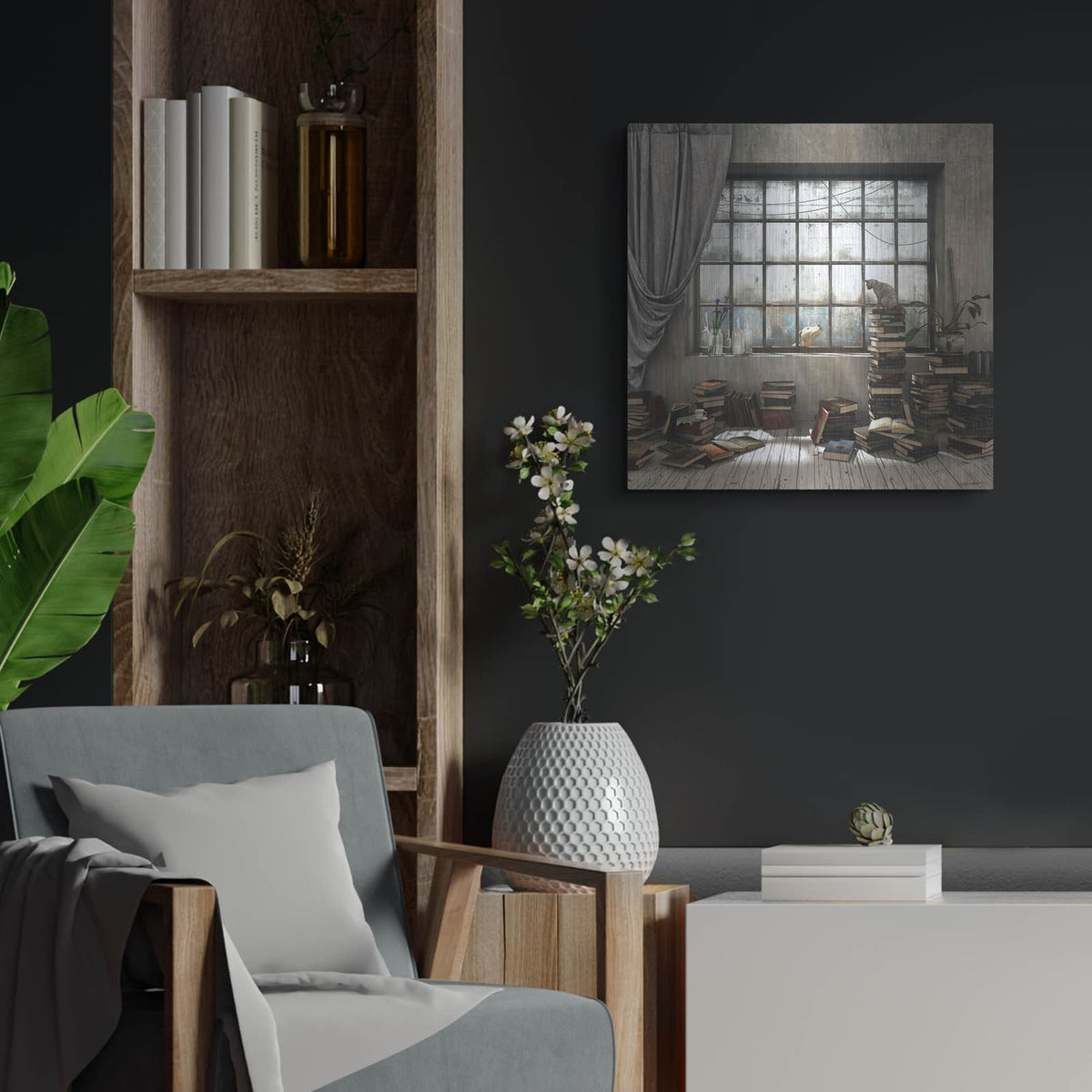 'Introvert' by Cynthia Decker – Metal Wall Art, 24x24 room view