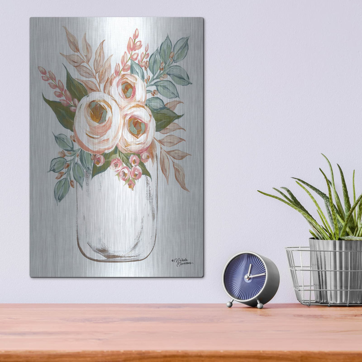 'Floral Jar' by Michele Norman – Metal Wall Art, 12x16 room view
