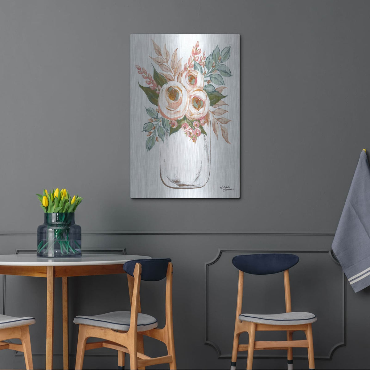 'Floral Jar' by Michele Norman – Metal Wall Art, 24x36 room view