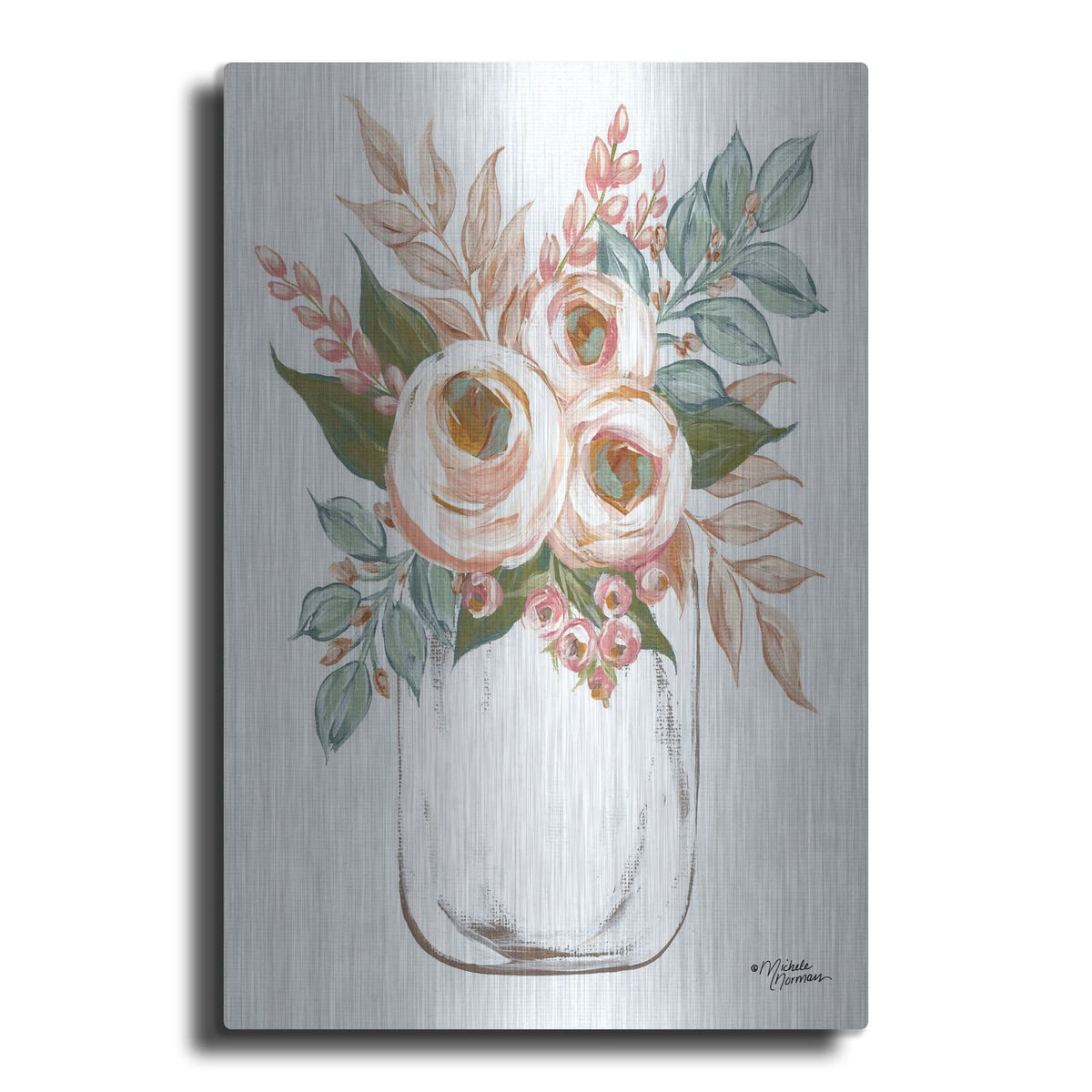'Floral Jar' by Michele Norman – Metal Wall Art