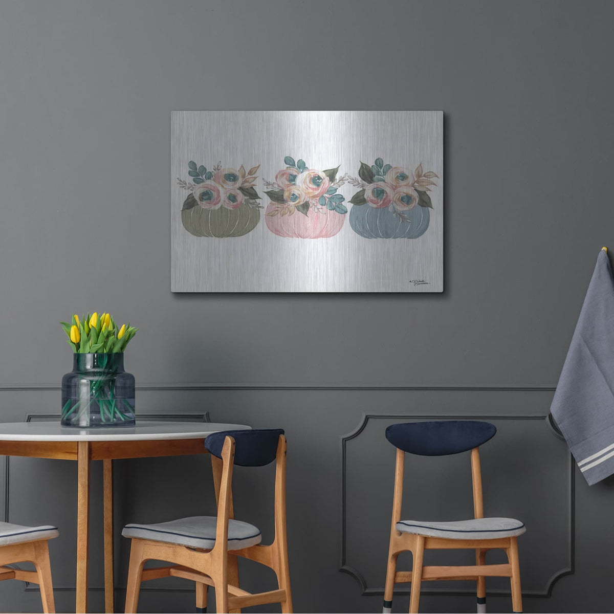 'Pumpkin Trio' by Michele Norman – Metal Wall Art, 36x24 room view