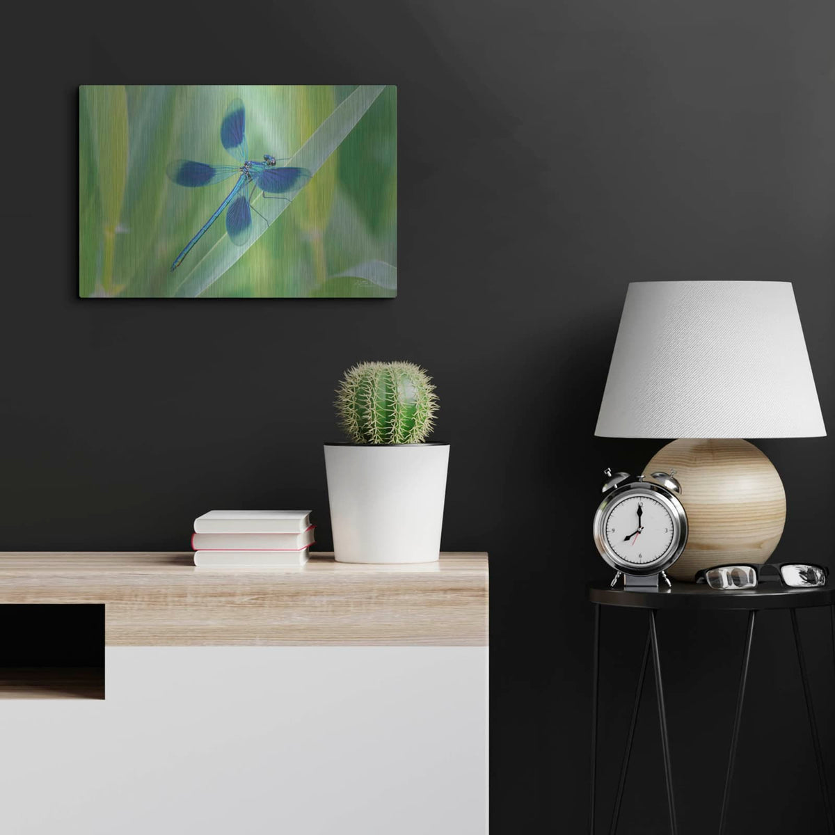 'Damselfly in Blue' by Martin Podt – Metal Wall Art, 24x16 room view