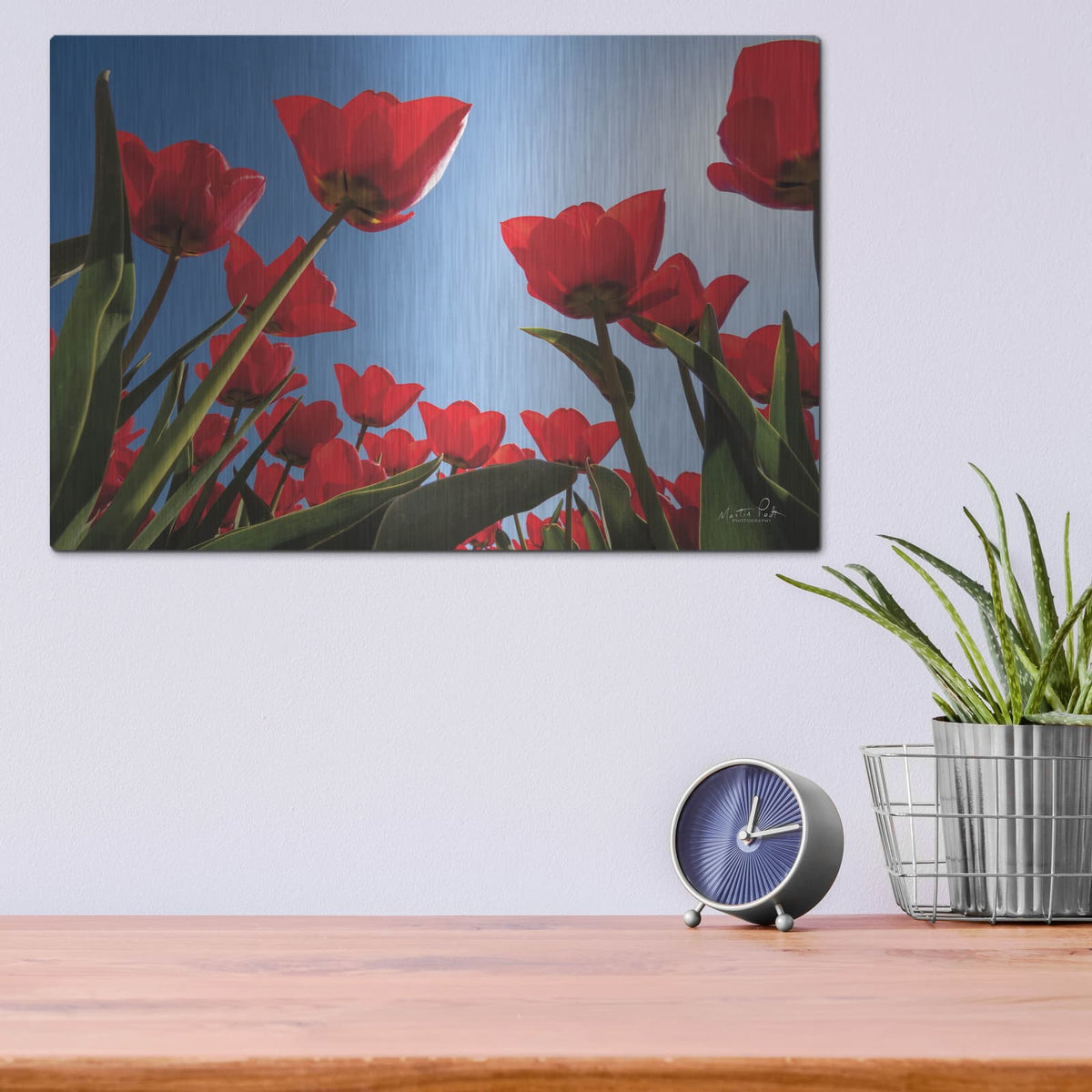 'Look Up in Red' by Martin Podt – Metal Wall Art, 16x12 room view